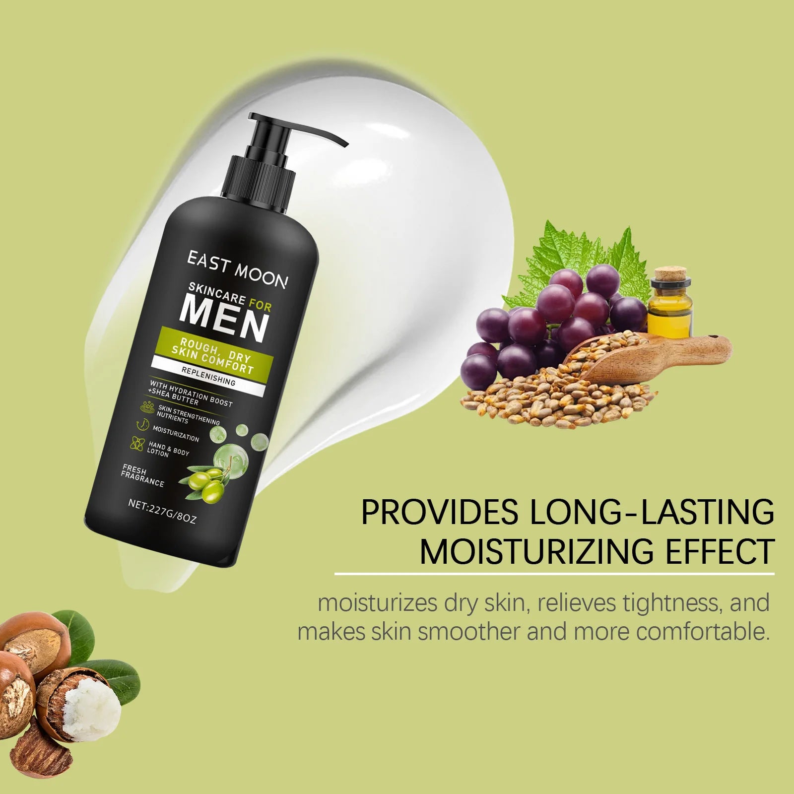 227G Shea Butter Men Body Lotion Deep Moisturizing Nourishing Improve Skin Smoothness Non-greasy Lasting Hydrating Body Cream - Shello's Creative Boutique