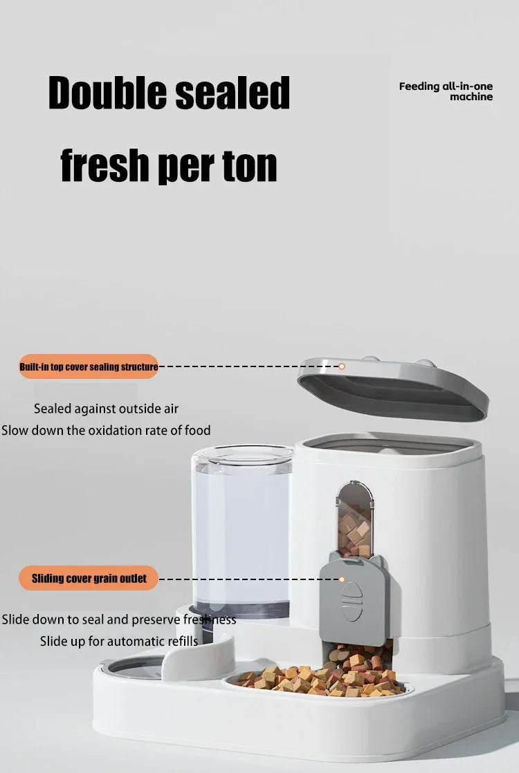 2-in-1 Automatic Pet Feeder & Water Dispenser - Large Capacity for Cats & Dogs - Shello's Creative Boutique