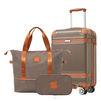 Hardshell Luggage Sets 3 Piece Carry-on Suitcase Double Spinner Wheels with TSA Lock for Men Women, Coppery (20in) - Shello's Creative Boutique