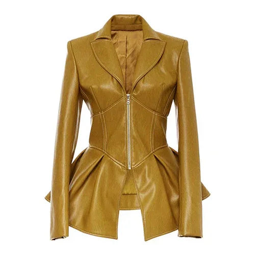 Women Jacket Black Gothic Faux Leather PU Jacket Women Winter Spring Motorcycle Jacket Black Faux Goth Leather Coats - Shello's Creative Boutique
