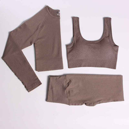 Women Gym Clothing High Waist Yoga Pants Tracksuit Fitness Clothing Two or Three-Piece Set