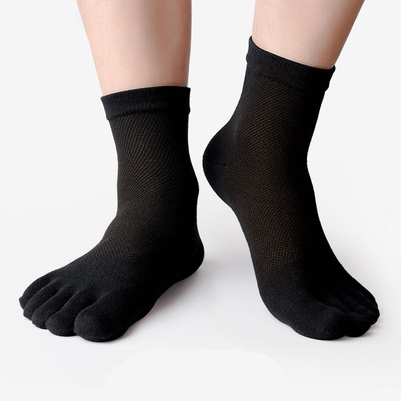 100% Cotton Five-Toe Mesh Socks - Breathable Split-Toe Socks for Men