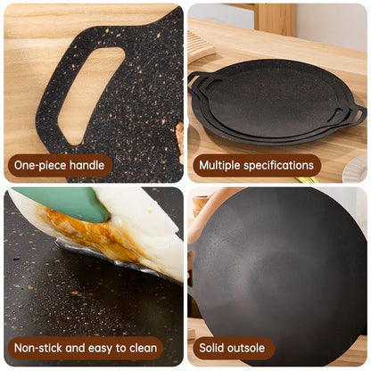 Outdoor Camping Domestic Barbecue Pan Korean Style Round Portable General Purpose Fried Egg Pan Iron Plate Barbecue Pan - Shello's Creative Boutique