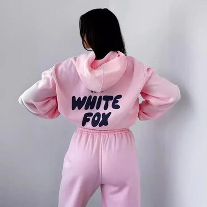 Autumn and winter new hoodie set with fashionable sports logo, long sleeved pullover hoodie two-piece set - Shello's Creative Boutique