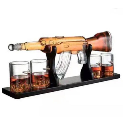 Crystal Glass AK47 Rifle Gun Whiskey Wine Glass Decanter With 4 Whiskey Glasses Set For Liquor,Whiskey,Vodka,Brandy - Shello's Creative Boutique