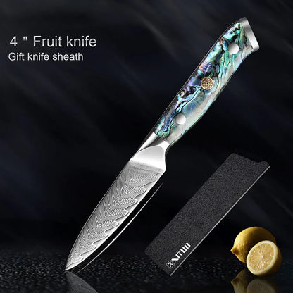 XITUO Damascus Steel Chef Knife Set – 1 to 5 PCS Premium Kitchen Knives with Abalone Shell Handle - Shello's Creative Boutique