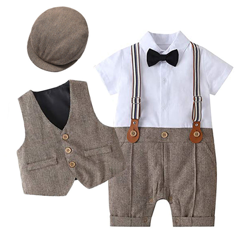 Boy Baby Gentleman One-Year-Old Wash Clothing Summer New Boy One-Piece Romper Children's Suit Shello Creative Boutique