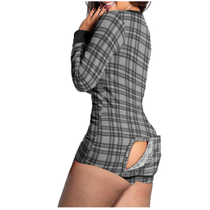 Women Fashion Butterfly Printing Lounge Short Romper Cotton Long Sleeve Jumpsut eprolo