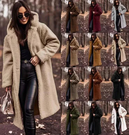Winter Fashion Long Coat Net Color Long Sleeve Tweed Women's Jacket - Shello's Creative Boutique