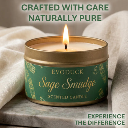 Sage Smudge Scented Candle - Premium Soy Wax for Meditation - Shello's Creative Boutique
