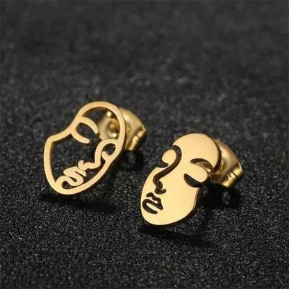 Abstract Face Stud Earrings - Artistic Asymmetrical Jewelry for Women - Shello's Creative Boutique