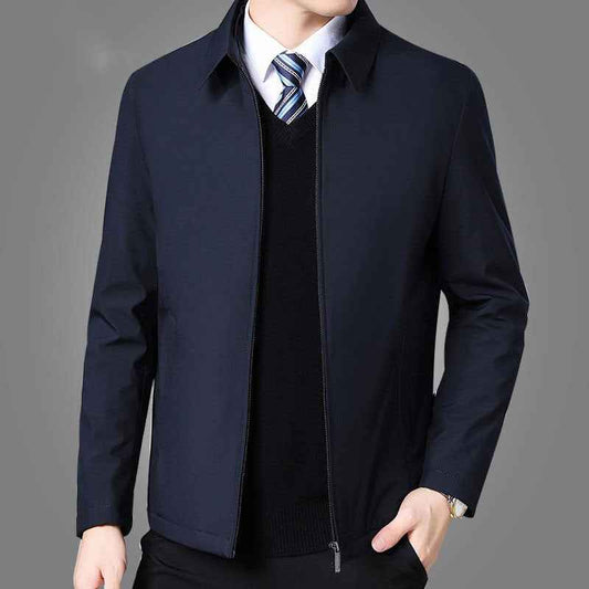 Men’s Winter Jacket with Turn-Down Collar and Zipper Side Pockets