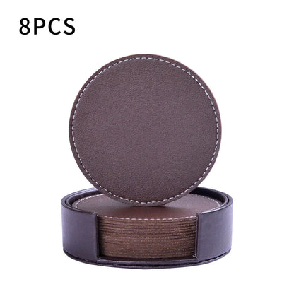 Creative PU leather coaster Exquisite insulated tea water cushion Square leather coaster - Shello's Creative Boutique