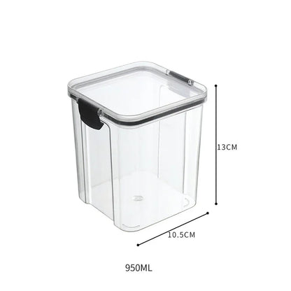 Modern Minimalist Airtight Kitchen Storage Cans – Transparent PET + Silicone Square Jars - Shello's Creative Boutique