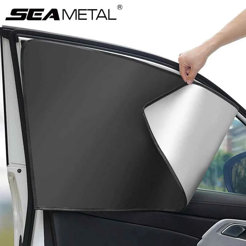SEAMETAL 2Pcs Car Side Window Sun Shade Curtain Summer Sun Protection Sunshade Cover UV Reflective Magnetic Car Privacy Curtains