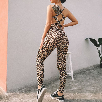 Leopard Women Yoga Sets Wear Clothing Women's Tracksuit Sexy Sportswear Jumpsuits