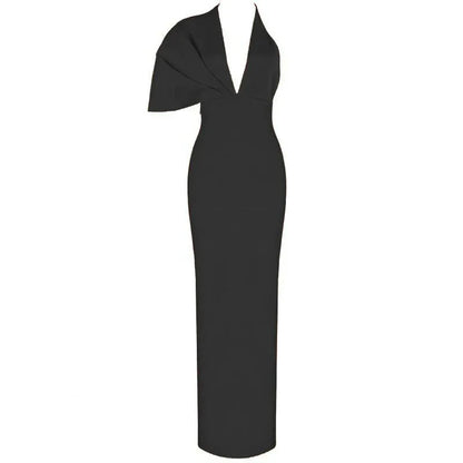 Orange V Neck Maxi Bandage Dress - Designer Evening Party Dress - Shello's Creative Boutique