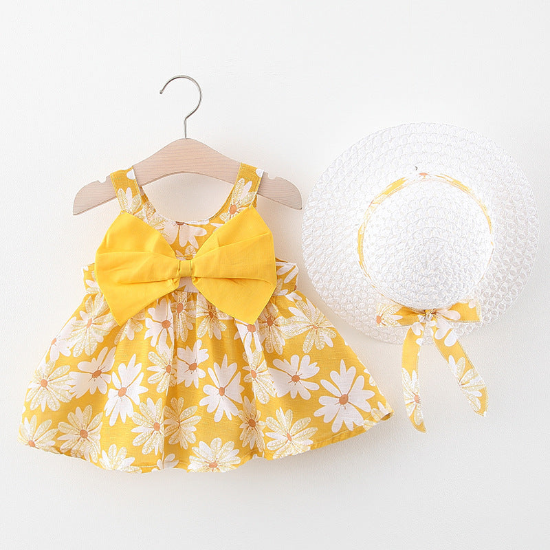 Summer New Girl Baby Vest Skirt Princess Dress 1-4 Years Old Chest Big Bow Flower Skirt Shello Creative Boutique
