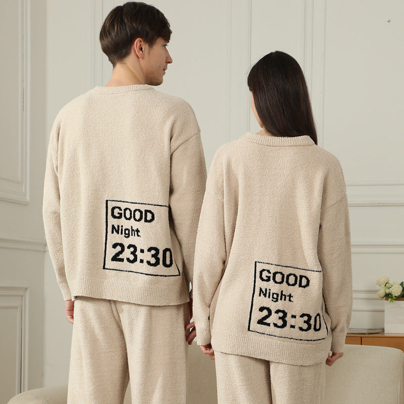 Autumn and Winter Half Fleece Couple's Home Clothes Set Head Style Multi Color Optional Plush Set Sleepwear eprolo