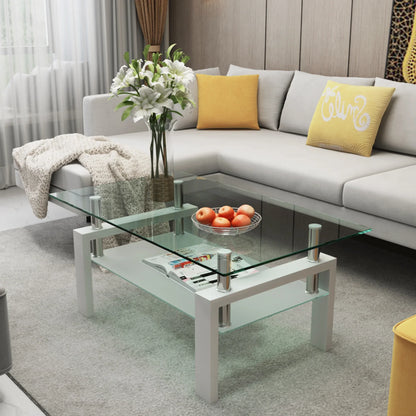 White Clear Coffee Table – Modern Elegance for Your Living Space - Shello's Creative Boutique