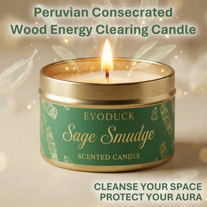 Sage Smudge Scented Candle - Premium Soy Wax for Meditation - Shello's Creative Boutique