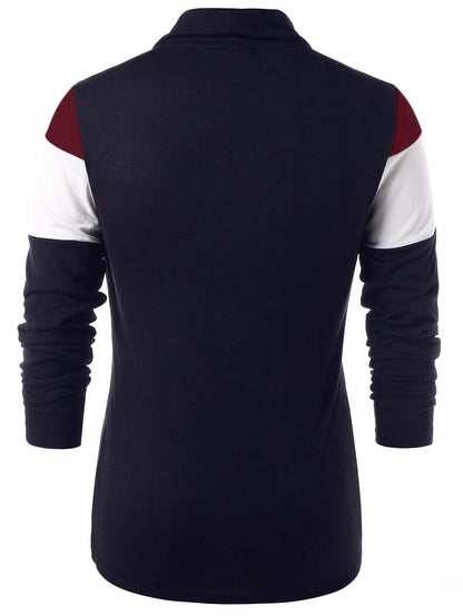 Colour Blocking Open Front Casual Cardigan