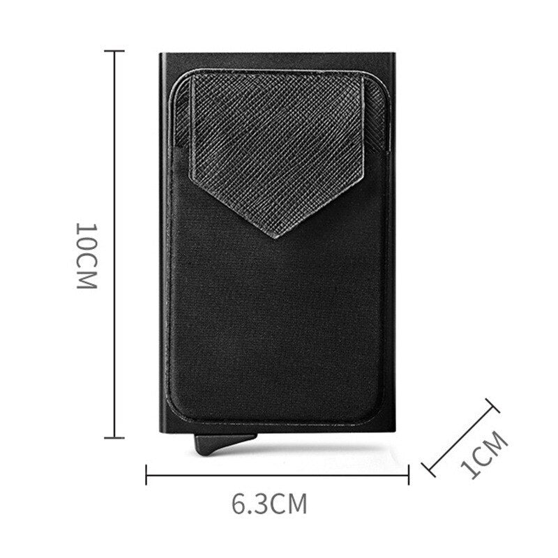 Business Men Credit Card Wallet Aluminum Cash ID Card Holder  Case Blocking Slim Metal Wallet Coin Purse Black eprolo