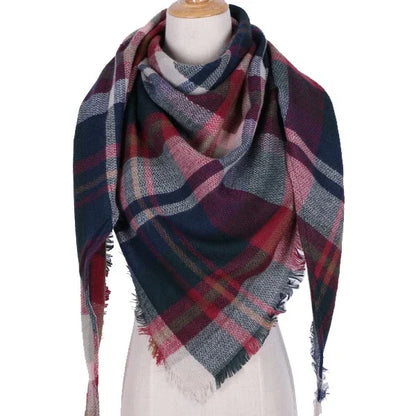 Winter Triangle Scarf For Women Brand Designer Shawl Cashmere Plaid Scarves Blanket Wholesale Drops - Shello's Creative Boutique