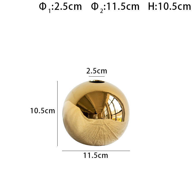 European Style Gold Plated Ceramic Vase Circular Model Room Wedding Decoration, Flower Arrangement, Vase Placement, Jewelry eprolo