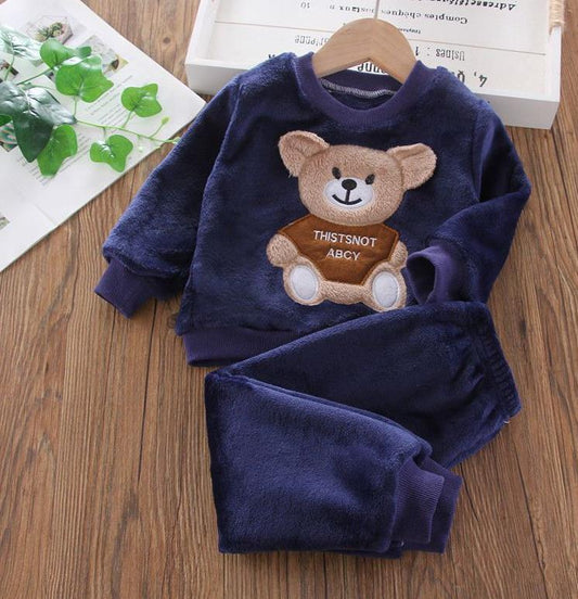 New Autumn Winter Baby Clothes Pajamas Sets Girls Pajamas Children Warm Flannel Fleece Catoon Bear Kids Sleepwear Home Suit 1-6Y eprolo