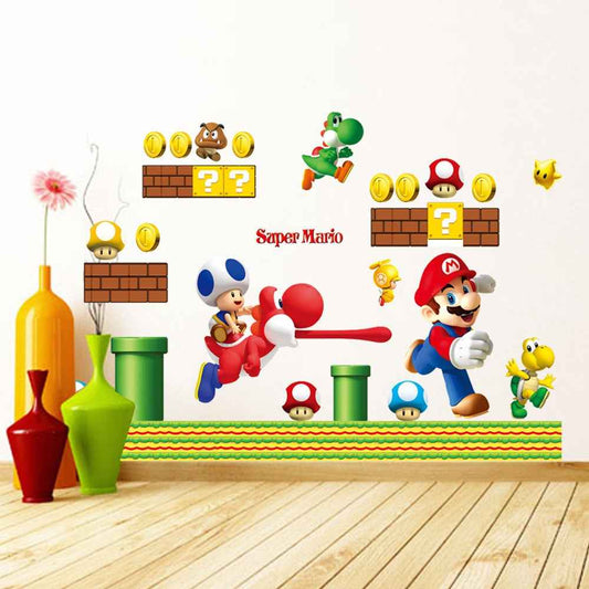 Mario Wall Stickers PVC Self-Adhesive Anime Game Decor for Children's Rooms and Kindergartens