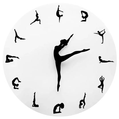 Yoga Postures Wall Clock GYM Fitness Flexible Girl Silent Modern Clock Watch Home Decor Meditation Decor Yoga Studio Relax Gift - Shello's Creative Boutique