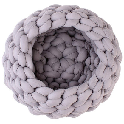 Braided Dog Bed - Soft Warming Pet Nest with Cave Design (4 Sizes)