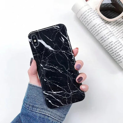Luxury Marble Case For iPhone 7 Case Soft Silicone Back Cover For iPhone 6 6S 7 Plus 8 Plus Coque iPhone X XR XS Max Case Cover - Shello's Creative Boutique