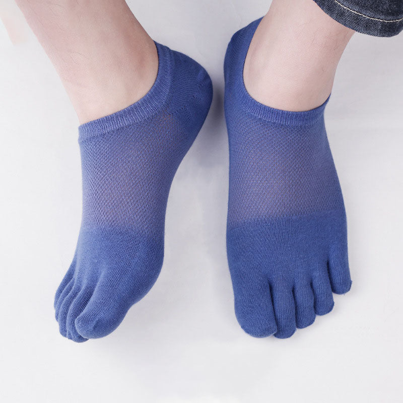 100% Cotton Five-Toe Mesh Socks - Breathable Split-Toe Socks for Men