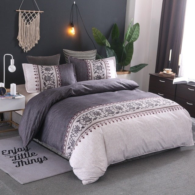 Bohemia style Duvet Cover plain color pattern retro style 2/3pcs Duvet Cover Sets Soft Polyester Bed Linen Flat Pillowcase eprolo