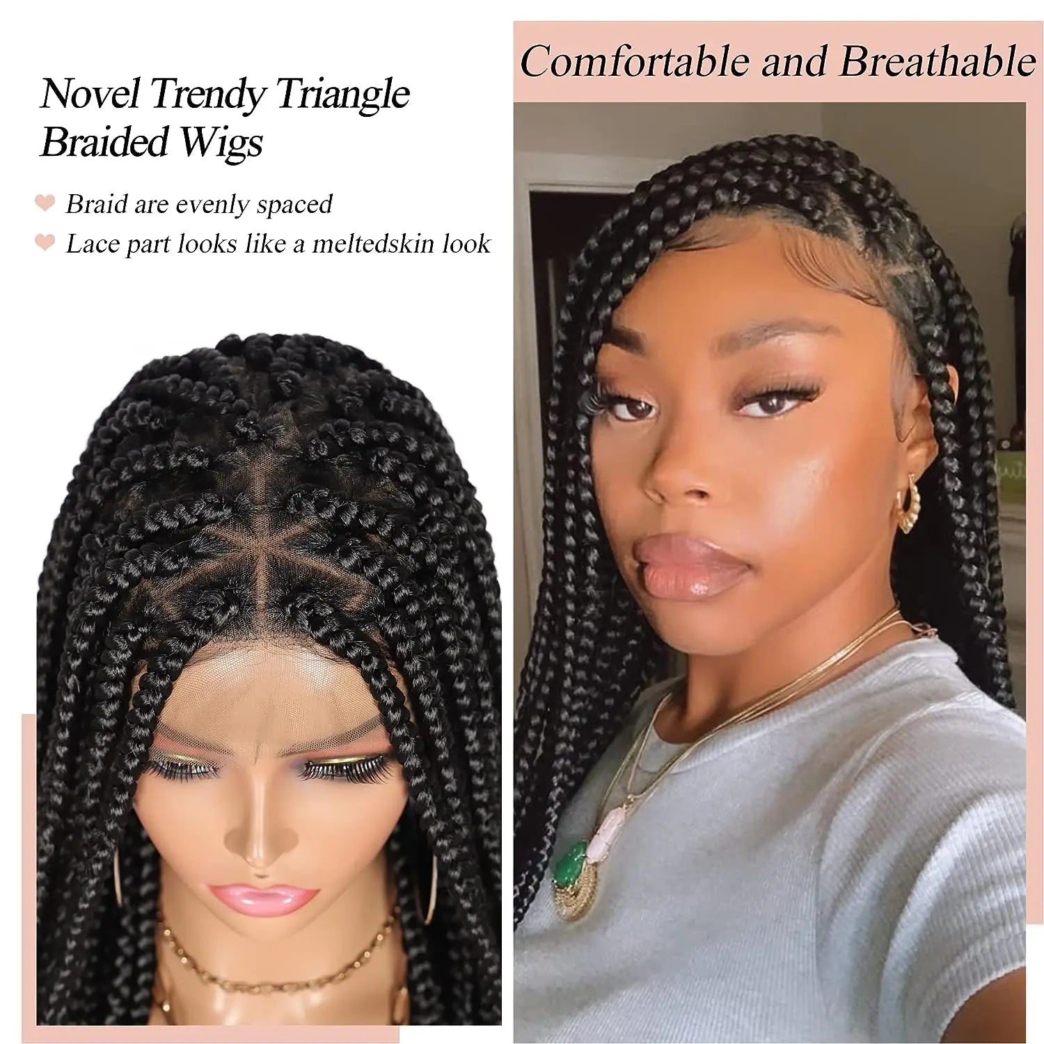 Triangle Knotless Braided Wigs 36Inch Bohemian Curly Braided Lace Front Wigs Synthetic Hand Double Lace Braid Wig eprolo