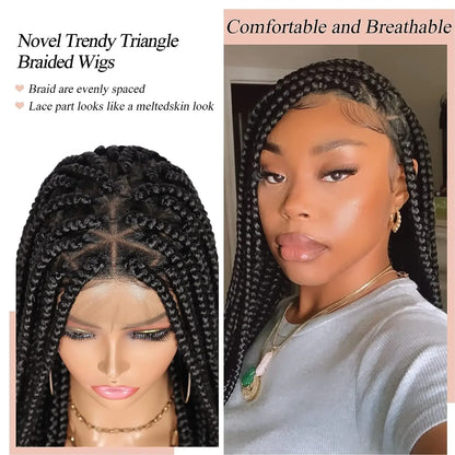 36 Inch Knotless Braided Wig - Bohemian Curly Lace Front Synthetic - Shello's Creative Boutique