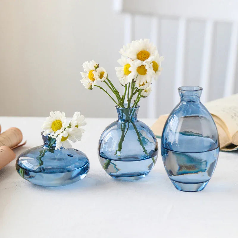 Light Luxury Painted Gold Small Glass Vase – Elegant 3-Piece Set - Shello's Creative Boutique