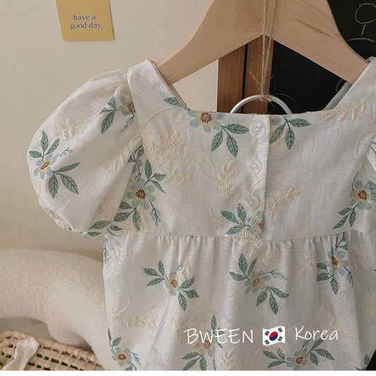 Clothing Baby Girl's One-Piece Summer Clothing Foreign Style Baby Romper Flower Puff Sleeves Toddler's Fart Romper Shello Creative Boutique