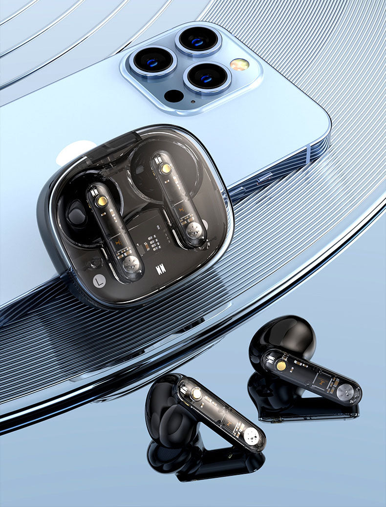 Bluetooth earphones with transparent compartment for hanging rope, wireless Bluetooth earphones with ultra long battery life eprolo