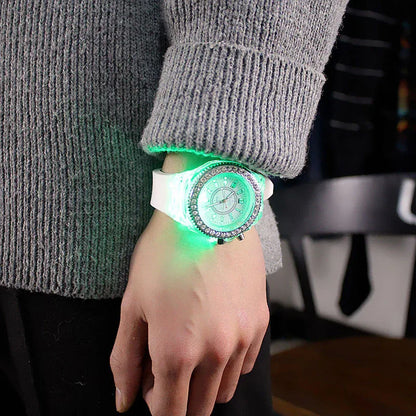 Led Flash Luminous Watch Personality trends students lovers jellies woman men's watches 7 color light WristWatch - Shello's Creative Boutique