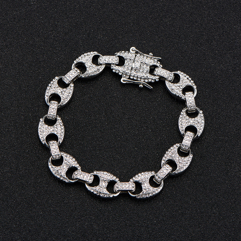 Large Pig Nose 12mm Hip Hop Cuban Link Chain Men Coffee Bean Clavicle Chain Men Shello Creative Boutique