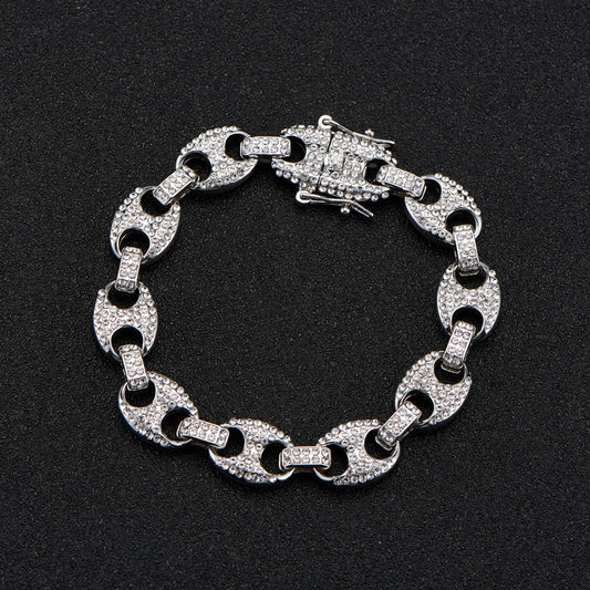 Large Pig Nose 12mm Hip Hop Cuban Link Chain Men Coffee Bean Clavicle Chain Men Shello Creative Boutique