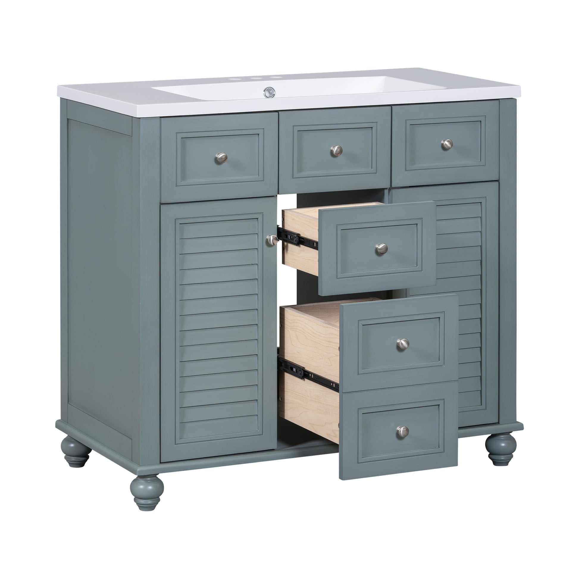 36 inch modern mirror cabinet with adjustable shelves, 2 soft closing doors, and 6 drawer storage cabinet door organizers eprolo
