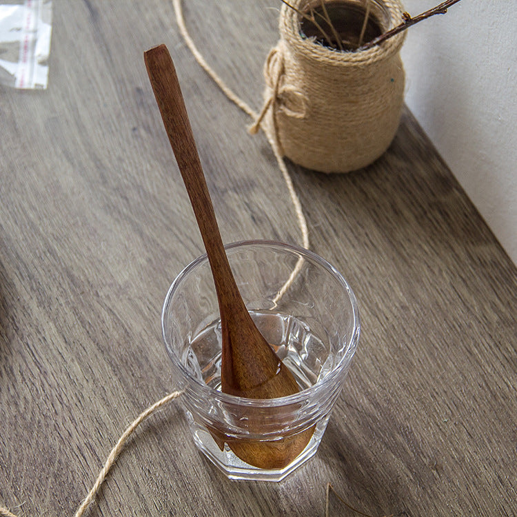 Japanese Nanmu Winding Spoon and Fork Set Wooden Coffee Stirring Spoon Wooden Spoon and Fork eprolo