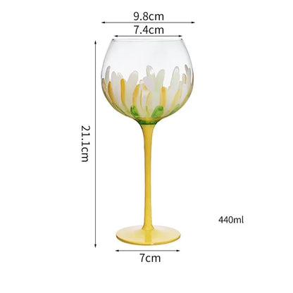 1 Piece Hand Painted Glass Goblet Cup Creative Red Wine Glasses Cup Flower Painted Stemware for Wedding Party Events - Shello's Creative Boutique