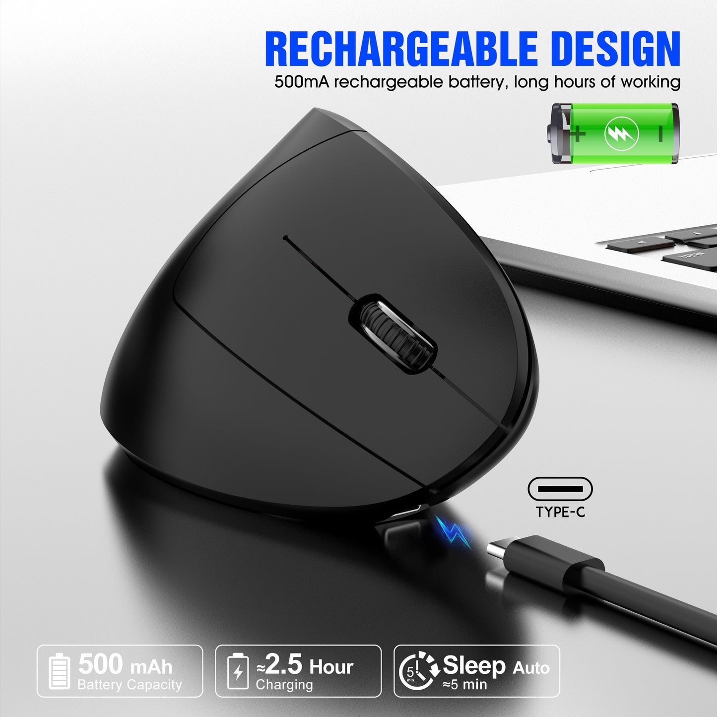 Wireless 2.4G vertical mouse for prevention