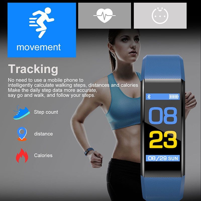 115 Plus Bluetooth Smart Watch Heart Rate Monitor Smart Watch Fitness Tracker Bracelet Waterproof Smart Wristband eprolo