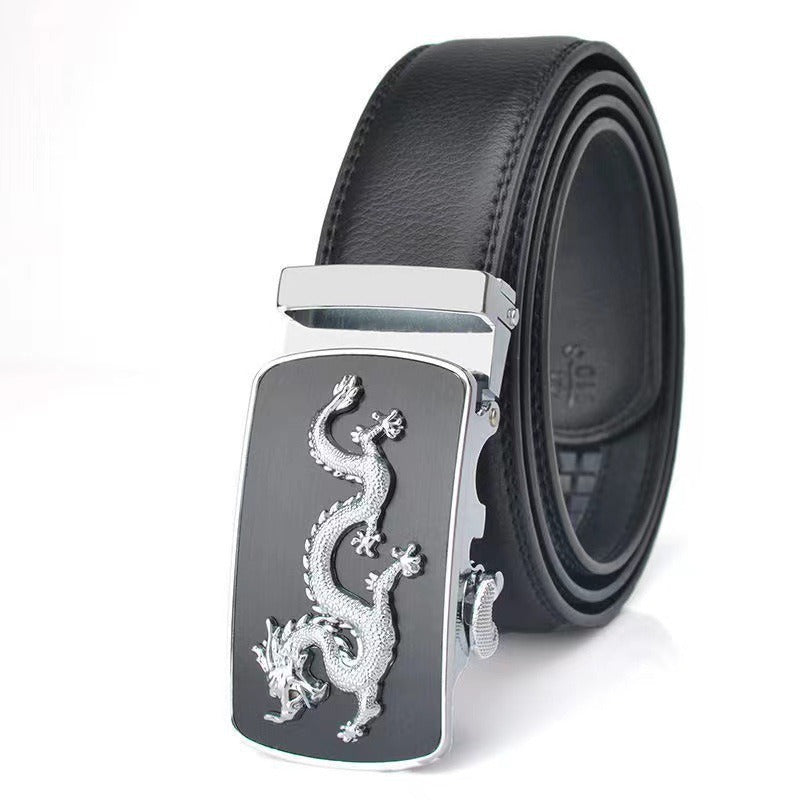 Men Automatic Buckle Belts New Fashion Brand Designer Dragon Leather Belts for Business Men Luxury Black Strap Waistband eprolo